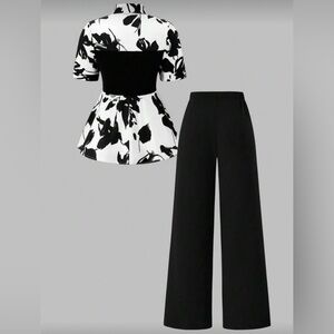 Chic Black and White Floral Women's Jumpsuit